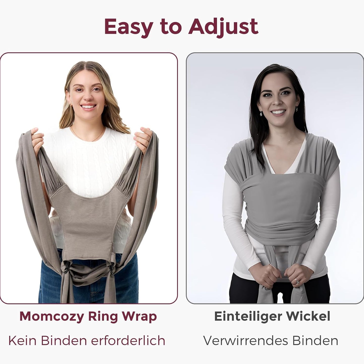 Momcozy Baby Tragetuch Neugeborene – Einfach Anzulegender Ring Sling Tragetuch, Atmungsaktives Tragetuch Für Hände Frei – Verstellbare Babytrage Von 3,6 Kg Bis 15 Kg (Dunkles Kaffeebraun)