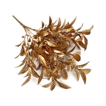 Artificial Gold and Silver Plants Leaf Christmas Decor Flower Arrangement Glitter Powder Fake Palm Branch Christmas Home Deco