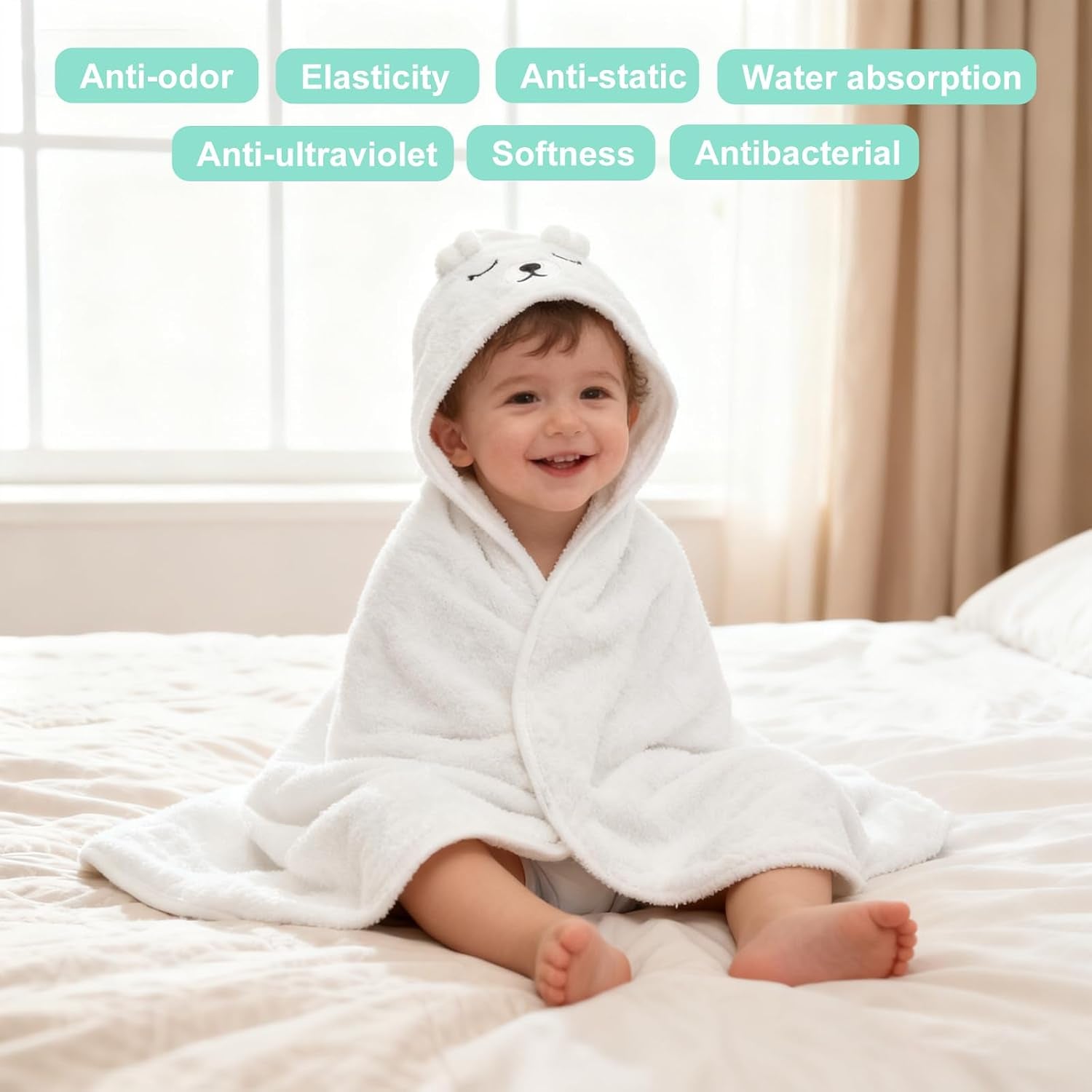 3 Stück Babyhandtuch Mit Kapuze, 80 X 80Cm Kapuzenhandtuch Baby, Babys Handtücher Kapuze, Handtücher Babys Badetuch Niedliches Handtuch Mit Kapuz Badehandtüch Handtüchers Für Babyss Neugeborene