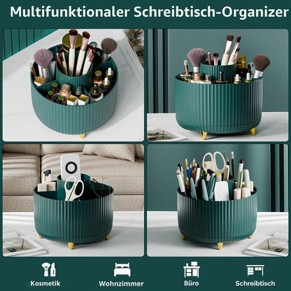 360 ° Drehbarer Make-Up-Organizer, Make-Up-Pinselhalter, 5 Fächer Für Make-Up Und Hautpflege-Aufbewahrung Für Schminktisch, Desktop, Badezimmer (Grün)