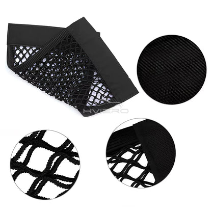 1X Car Back Rear Trunk Organizer Net Mesh Seat Elastic String Magic Sticker Universal Storage Bag Pocket Auto Put Paper Stowing