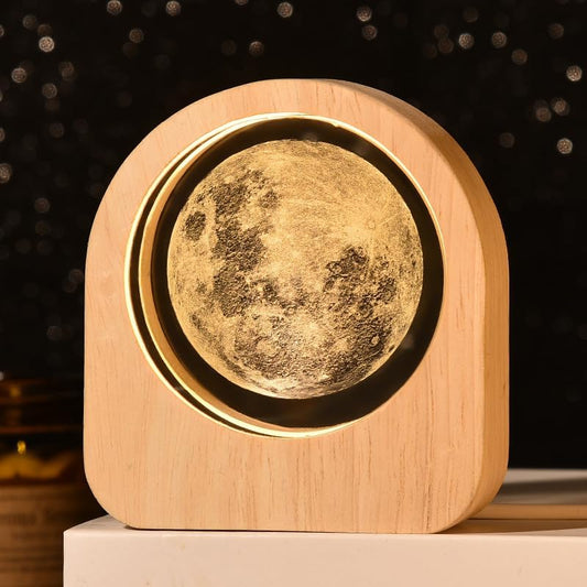 3D Kristallkugel Nachtlicht,Usb Mondlampe Planeten Sonnensystem Nachtlicht,Nachtszene Astronomie 3D Solar System LED Crystal Ball Lampe Holzs Moon Ball Lampe Für Home Deko