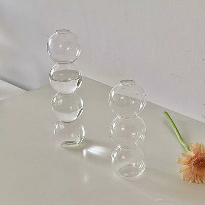 3Pcs Transparent Bubble Glass Vase Crystal Ball Flower Vases Hydroponic Ball Art Flower Ware Tabletop Glass Bottle Room Decor