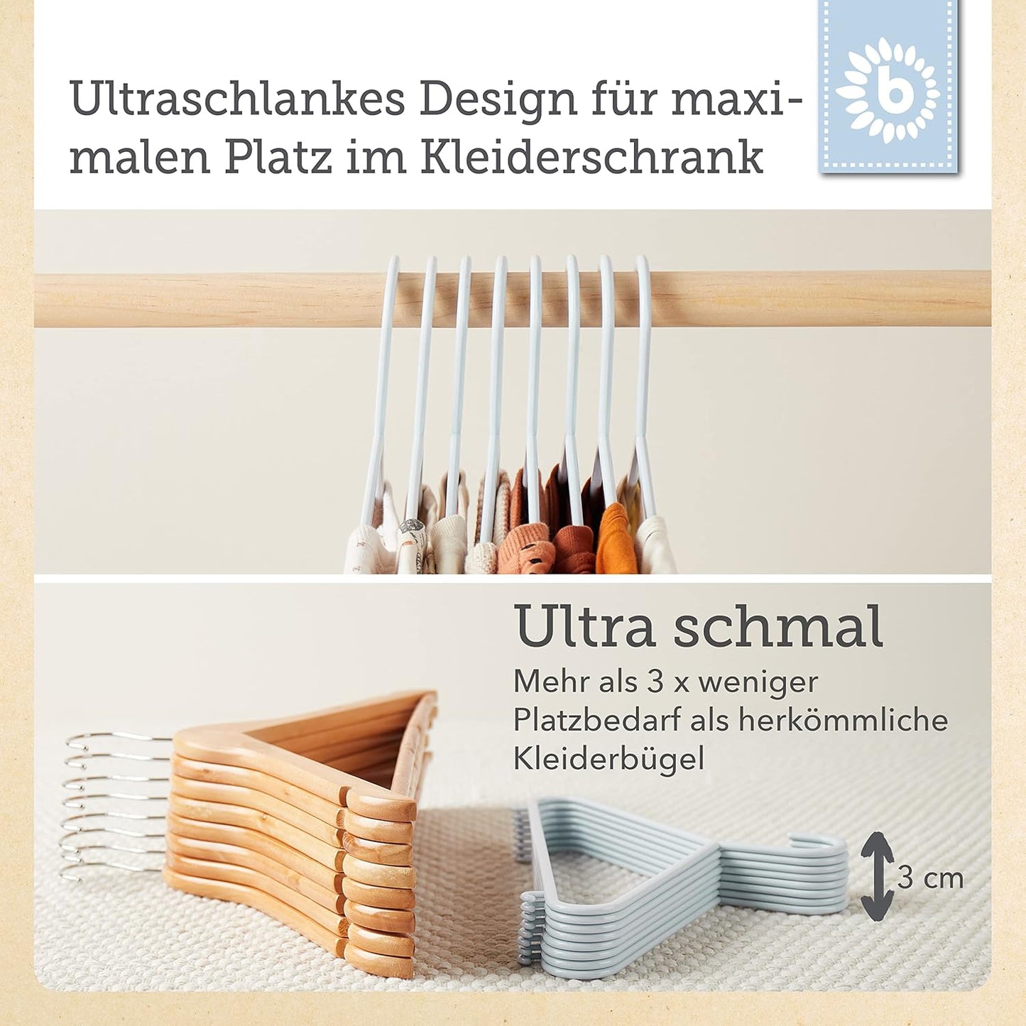Bieco Kleiderbügel Kinder 8 Stück Eisblau | Länge Ca. 30Cm | Baby Kleiderbügel | Baby Organizer Für Kleiderschrank | Kleiderbügel Baby | Baby Kleiderbügel | Kleiderbügel | Kleiderbügel Clothes