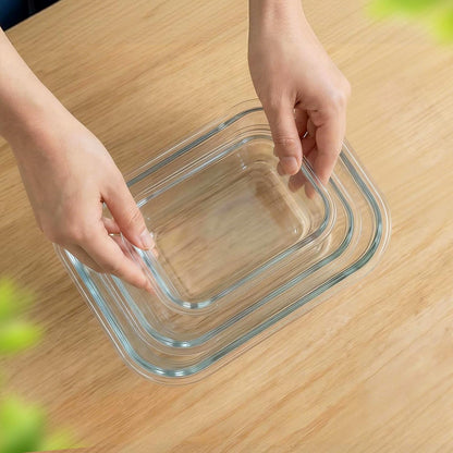 Frischhaltedosen Glas Mit Deckel 3 Stück, Glasbehälter Mit Deckel, Allround-Temperaturtoleranz, Präzise Füllmenge, Bpa-Frei (1040Ml, 680Ml, 410Ml),Meal Prep Boxen
