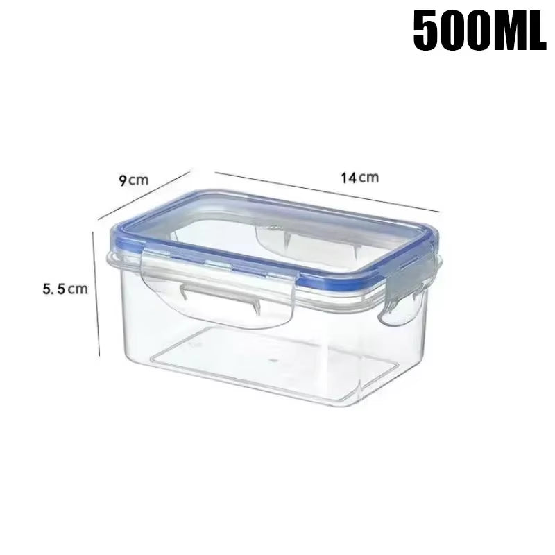 Kitchen Refrigerator Sealed Rectangular Refrigerator Storage Box with Lid Plastic Crisper Microwave-Heated Lunch Box Storage Box