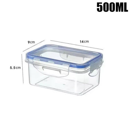 Kitchen Refrigerator Sealed Rectangular Refrigerator Storage Box with Lid Plastic Crisper Microwave-Heated Lunch Box Storage Box