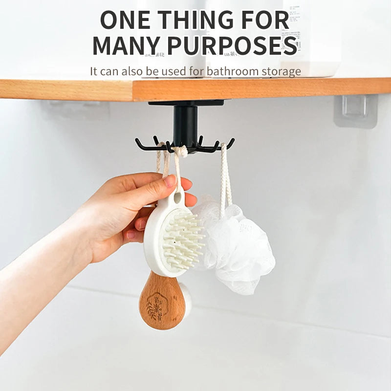 Kitchen Hooks Rotating Storage Rack without Punching Wall-Mounted Kitchenware Supplies Gods Multifunctional Shelves