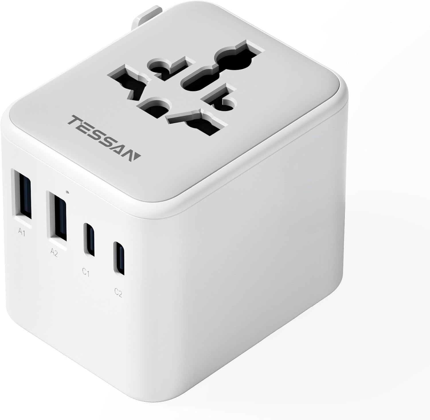 TESSAN Reiseadapter Weltweit, Universal Reisestecker Mit 2 USB a Und 2 USB C, Internationaler Steckdosenadapter, Universaladapter Für England USA Japan Thailand Australien, Travel Adapter