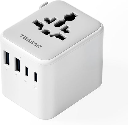 TESSAN Reiseadapter Weltweit, Universal Reisestecker Mit 2 USB a Und 2 USB C, Internationaler Steckdosenadapter, Universaladapter Für England USA Japan Thailand Australien, Travel Adapter