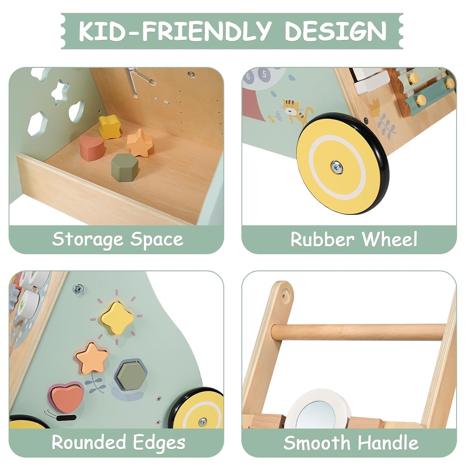 Baby Lauflernwagen Holz, Lauflernhilfe Zum Holz, Montessori Spielzeug Multifunktion, Holzspielzeug Baby, Baby Walker Spielzeug Für Kinder, Geschenk Für Jungen Und Mädchen