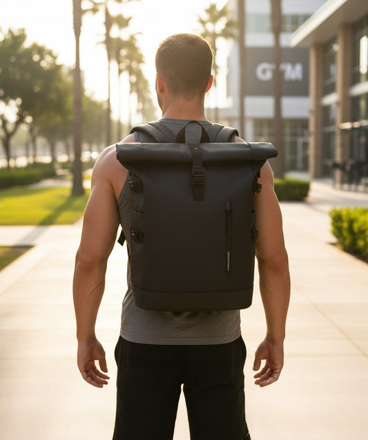 Erweiterbarer Rolltop-Rucksack, großer 15,6-Zoll-Laptop-Rucksack für Herren, Diebstahlsicherer Reiserucksack für Business, Uni, Fahrrad, Schule mit USB-Anschluss