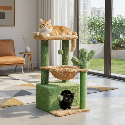4-in-1 Kaktus-Katzenbaum für Wohnungskatzen