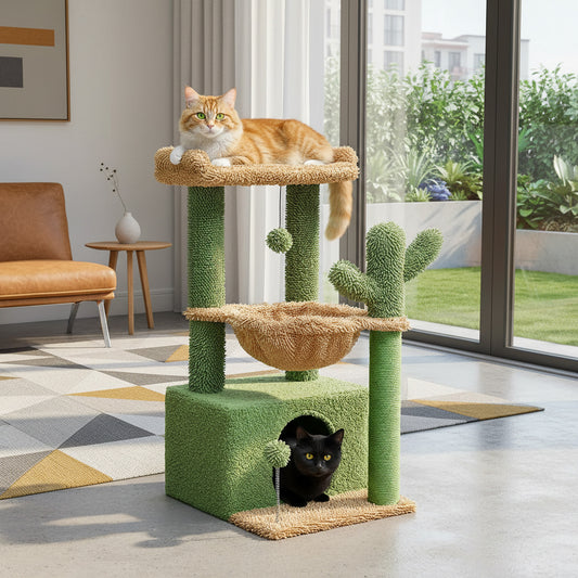 4-in-1 Kaktus-Katzenbaum für Wohnungskatzen