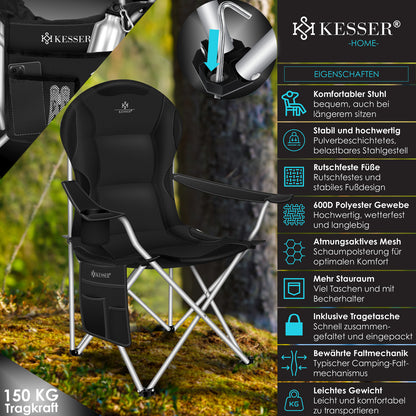 KESSER® Campingstuhl Angelstuhl Faltstuhl 150Kg Klappstuhl Angler Stuhl + Tasche