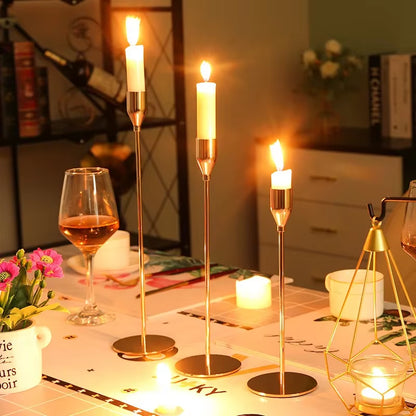 3 Pcs/ Set European Metal Candle Holder Simple Golden Wedding Decoration Bar Party Living Room Decoration Home Decoration