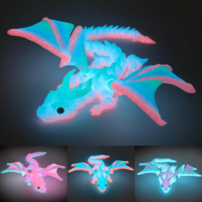 Oyeftp 3D-Gedruckter Drache Mit Flügeln, 3D-Gedruckte Tier-Spielzeuge, Fidget-Drachen-Spielzeug, Flexibles Gelenk-Drachenmodell Mit Kristall-Flügeln, Schreibtisch-Dekopet