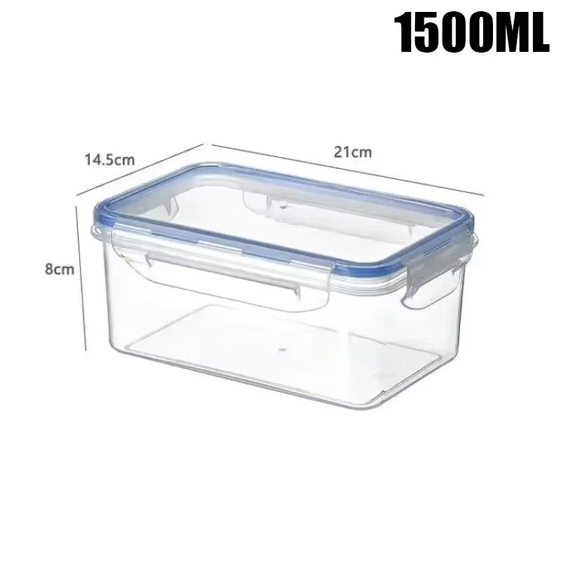 Kitchen Refrigerator Sealed Rectangular Refrigerator Storage Box with Lid Plastic Crisper Microwave-Heated Lunch Box Storage Box