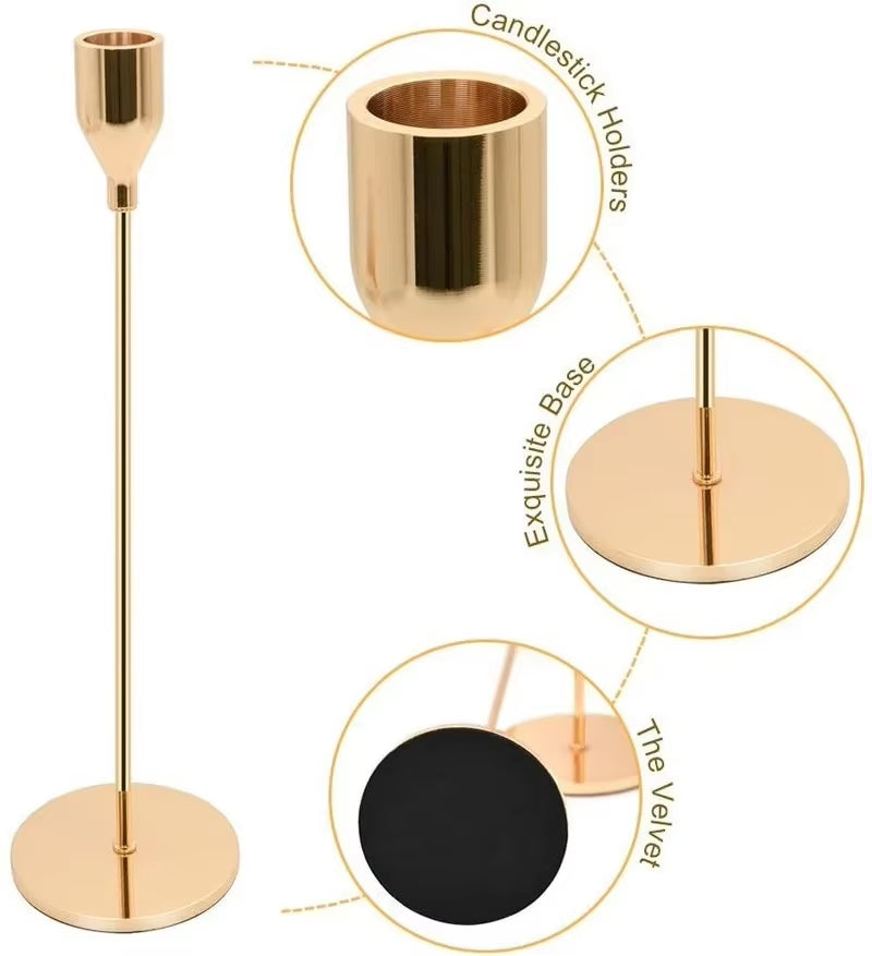 3 Pcs/ Set European Metal Candle Holder Simple Golden Wedding Decoration Bar Party Living Room Decoration Home Decoration