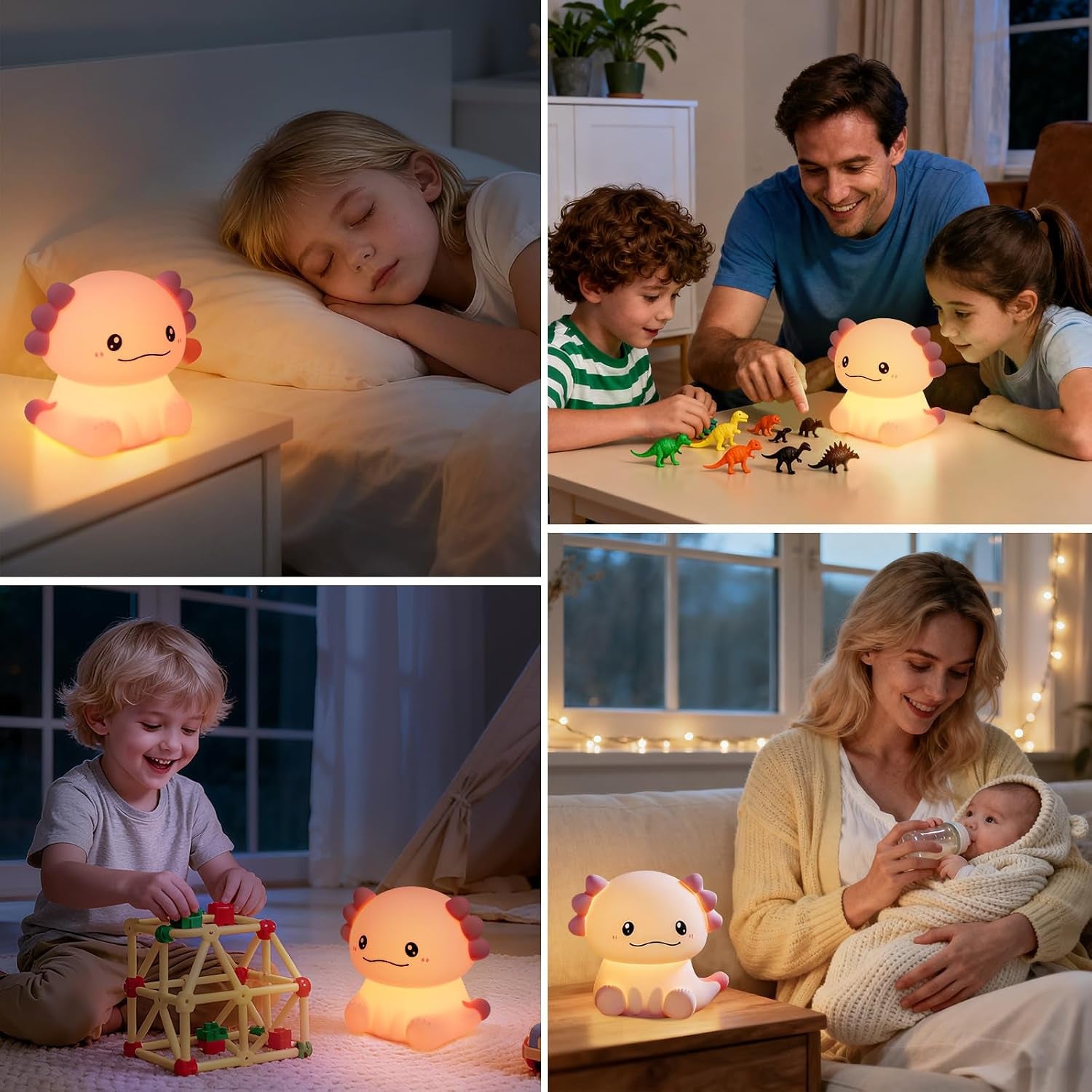 Axolotl Nachtlicht Kinder Silikon Lampe Dimmbar Tier Touch Aufladbare Kinderlicht Schlafzimmer Led Night Light Dekor Kinder Geschenke Für Mädchen Junge Weihnachtsgeschenke Schlummerleuchten