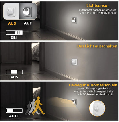 2Er-Pack LED Nachtlicht Mit Bewegungsmelder Und Dämmerungsschalter