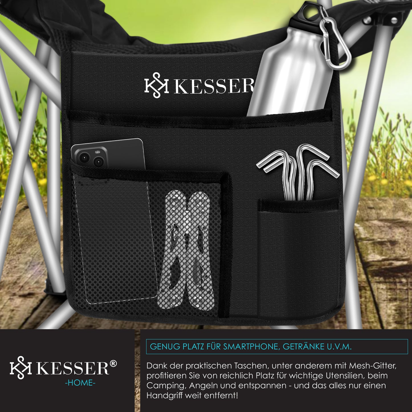 KESSER® Campingstuhl Angelstuhl Faltstuhl 150Kg Klappstuhl Angler Stuhl + Tasche