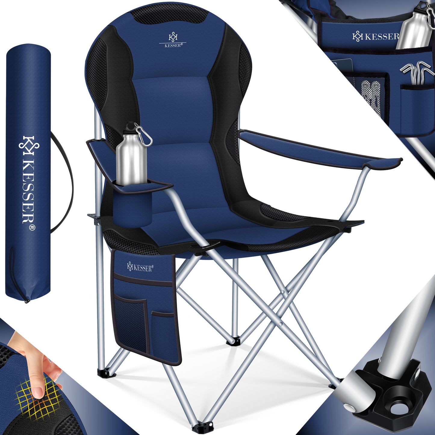 KESSER® Campingstuhl Angelstuhl Faltstuhl 150Kg Klappstuhl Angler Stuhl + Tasche