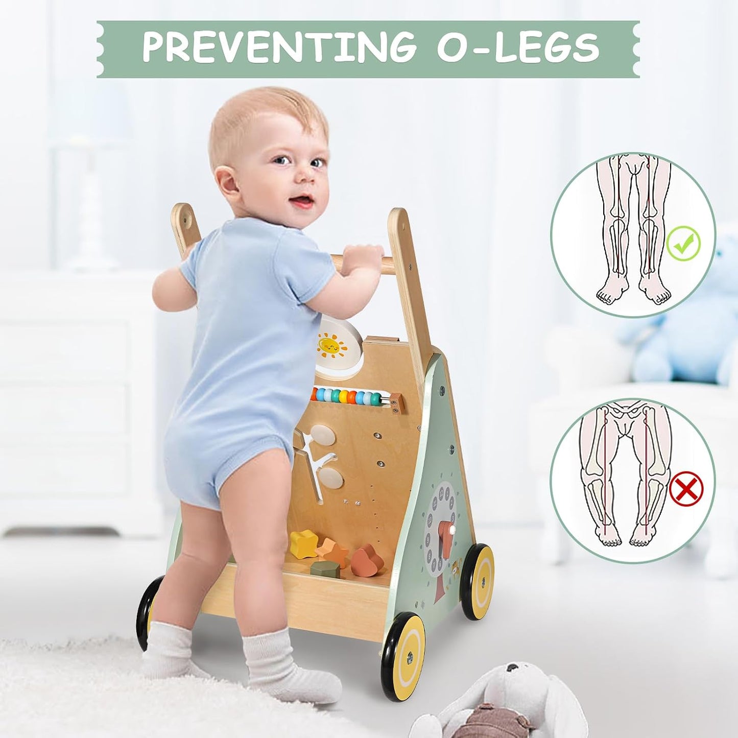 Baby Lauflernwagen Holz, Lauflernhilfe Zum Holz, Montessori Spielzeug Multifunktion, Holzspielzeug Baby, Baby Walker Spielzeug Für Kinder, Geschenk Für Jungen Und Mädchen