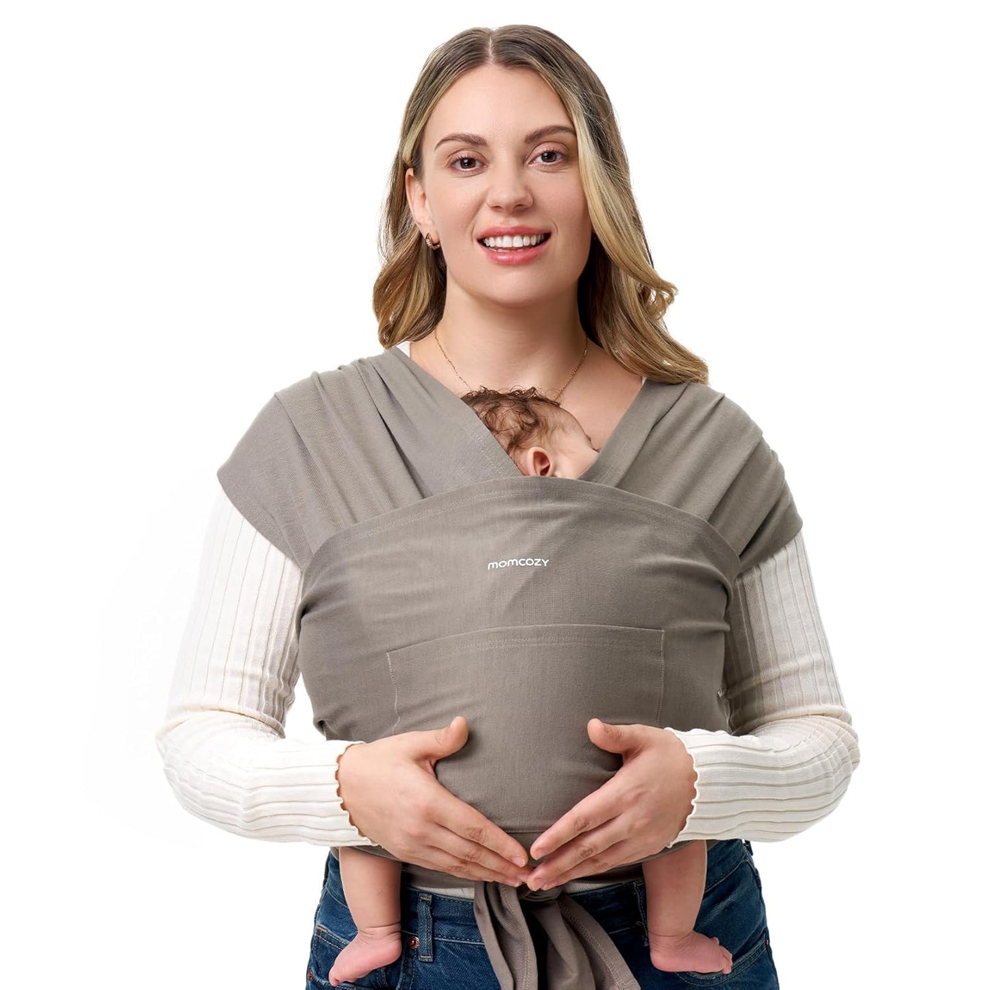 Momcozy Baby Tragetuch Neugeborene – Einfach Anzulegender Ring Sling Tragetuch, Atmungsaktives Tragetuch Für Hände Frei – Verstellbare Babytrage Von 3,6 Kg Bis 15 Kg (Dunkles Kaffeebraun)