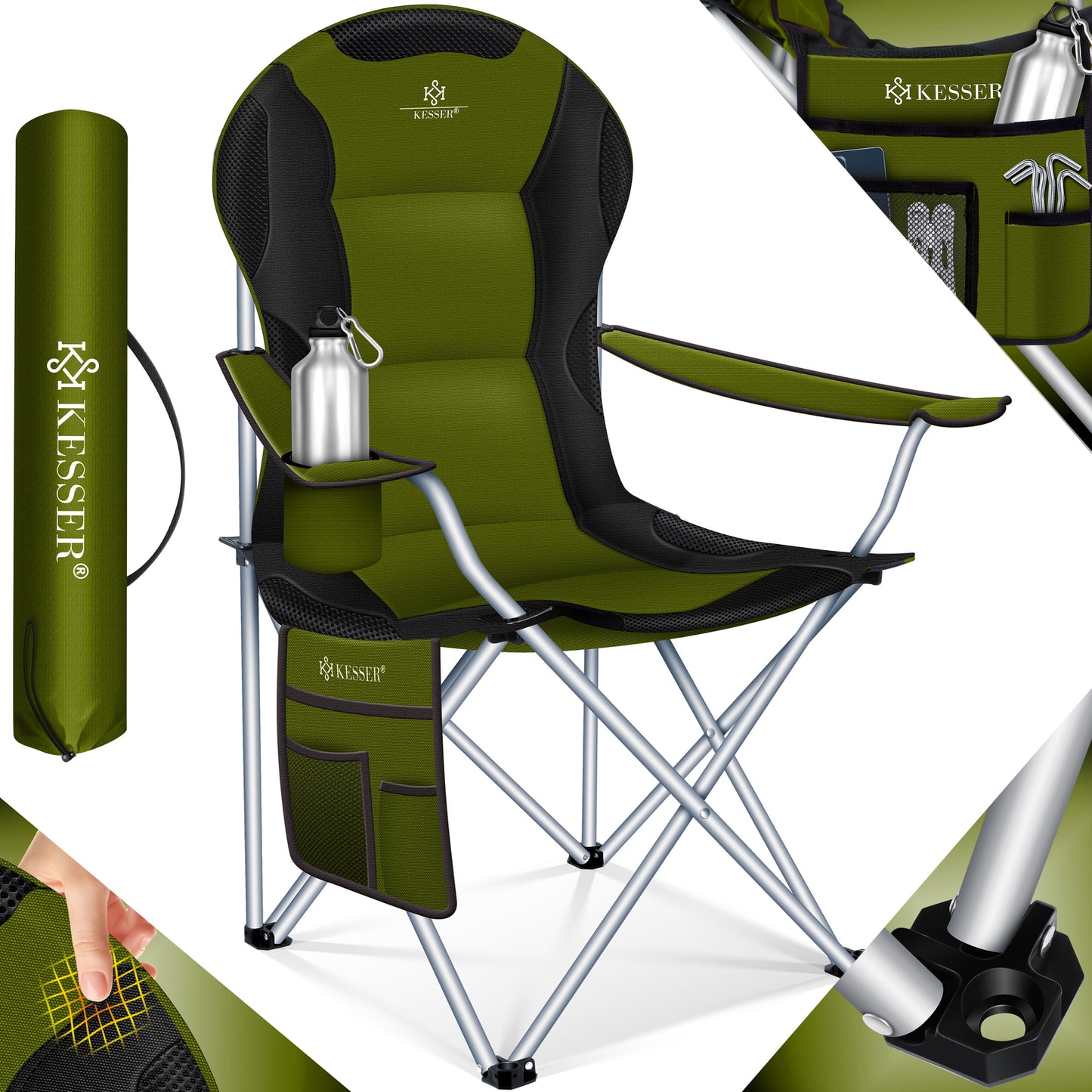 KESSER® Campingstuhl Angelstuhl Faltstuhl 150Kg Klappstuhl Angler Stuhl + Tasche