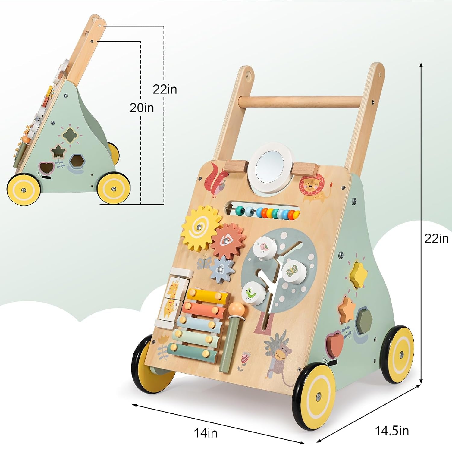 Baby Lauflernwagen Holz, Lauflernhilfe Zum Holz, Montessori Spielzeug Multifunktion, Holzspielzeug Baby, Baby Walker Spielzeug Für Kinder, Geschenk Für Jungen Und Mädchen