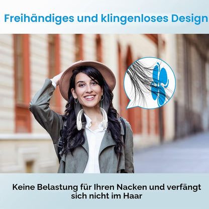 Nackenventilator, Mini Leise Ventilator Tragbarer Hals Ventilator Mit 2600Mah Wiederaufladbare Batterie, 3 Geschwindigkeiten Nackenventilator 360° Einstellbar Fan Für Schlafzimmer,Büro,Camping