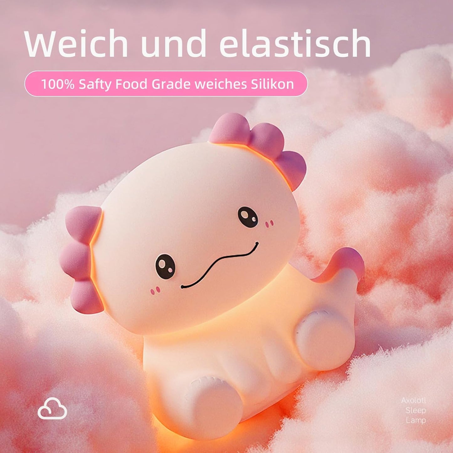 Axolotl Nachtlicht Kinder Silikon Lampe Dimmbar Tier Touch Aufladbare Kinderlicht Schlafzimmer Led Night Light Dekor Kinder Geschenke Für Mädchen Junge Weihnachtsgeschenke Schlummerleuchten