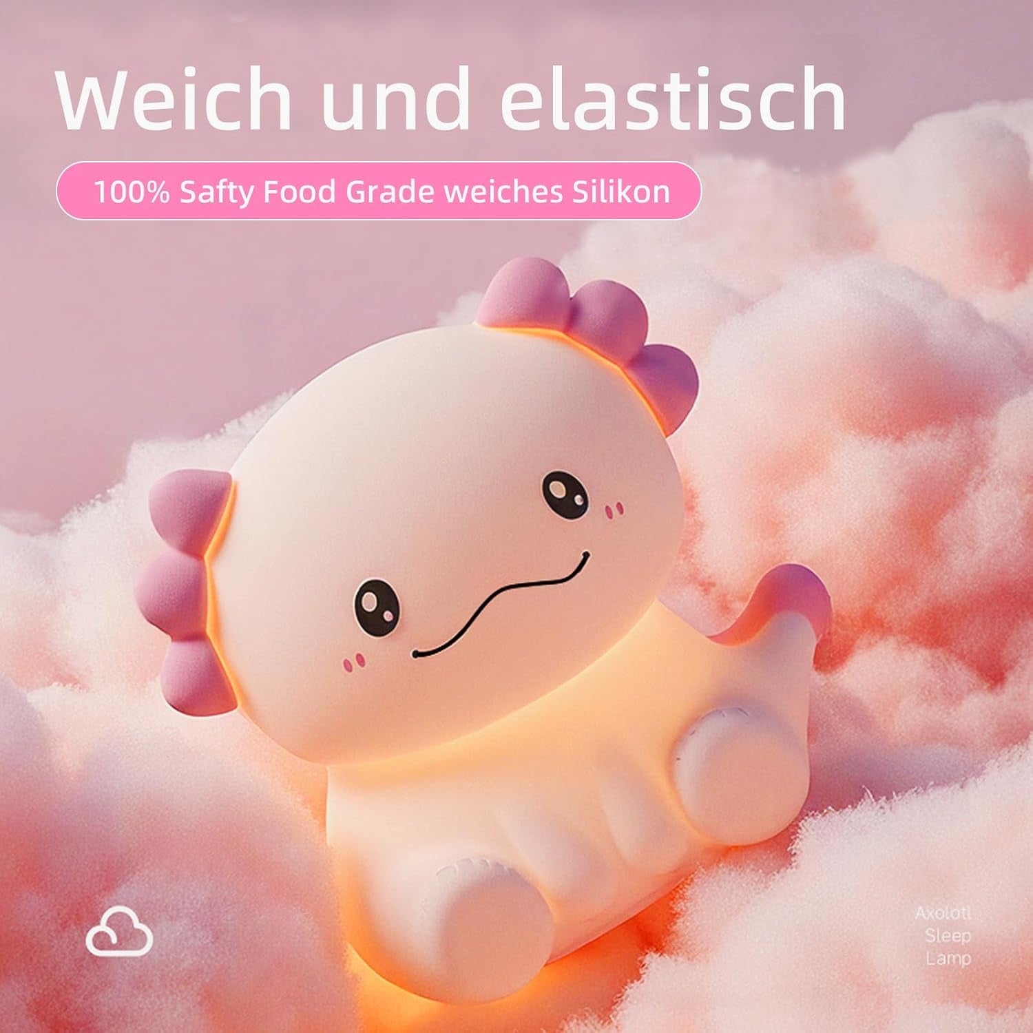 Axolotl Nachtlicht Kinder Silikon Lampe Dimmbar Tier Touch Aufladbare Kinderlicht Schlafzimmer Led Night Light Dekor Kinder Geschenke Für Mädchen Junge Weihnachtsgeschenke Schlummerleuchten