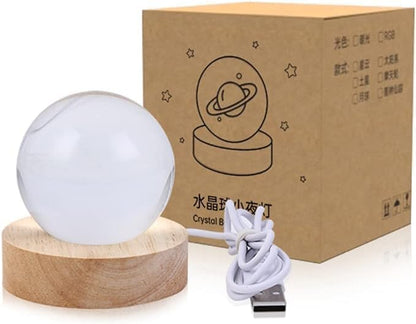 3D Kristallkugel Nachtlicht, Planetenmodell Mit Led-Beleuchtung, 3D Kristallkugel Mit Led Usb-Holzsockelfür Weihnachten Thanksgiving Geburtstag, Dekorative Tischlampe (Whale)