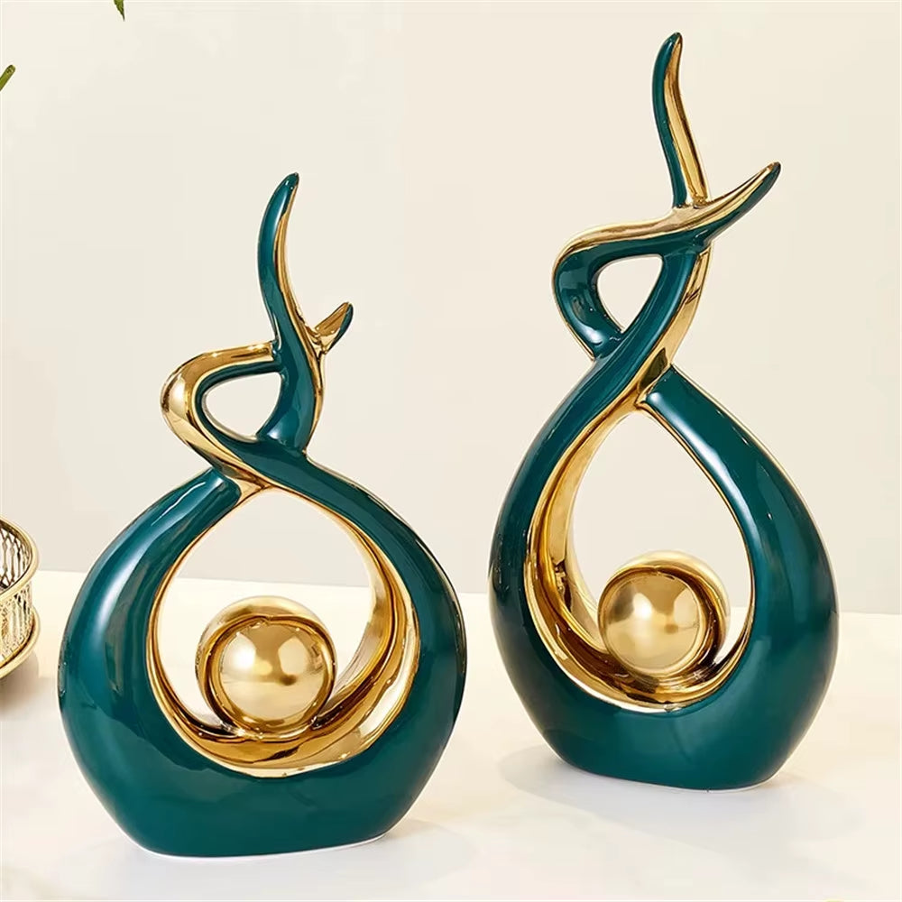Abstract Ceramic Sculpture Golden Statue Modern Home Decoration Living Room Desktop Office Decoration Accessories Craftsgift2022