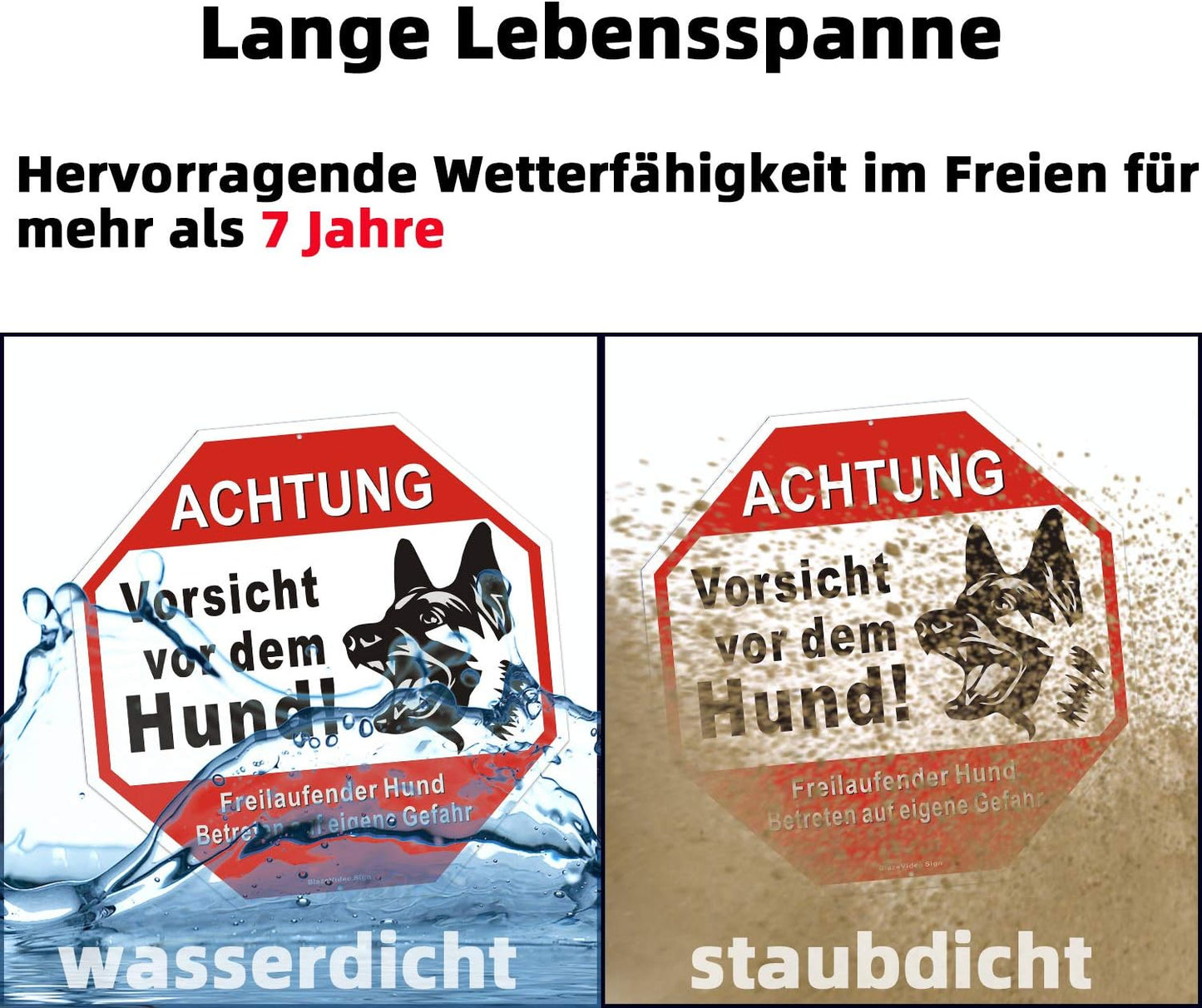 Warnung Vor Dem Hund Schilder-Achtung Hund Schild-25 * 18CM Gebürstetes Metall Vorsicht Hund Schild 2 Stück 12 * 12 Zoll