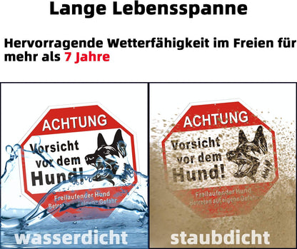 Warnung Vor Dem Hund Schilder-Achtung Hund Schild-25 * 18CM Gebürstetes Metall Vorsicht Hund Schild 2 Stück 12 * 12 Zoll