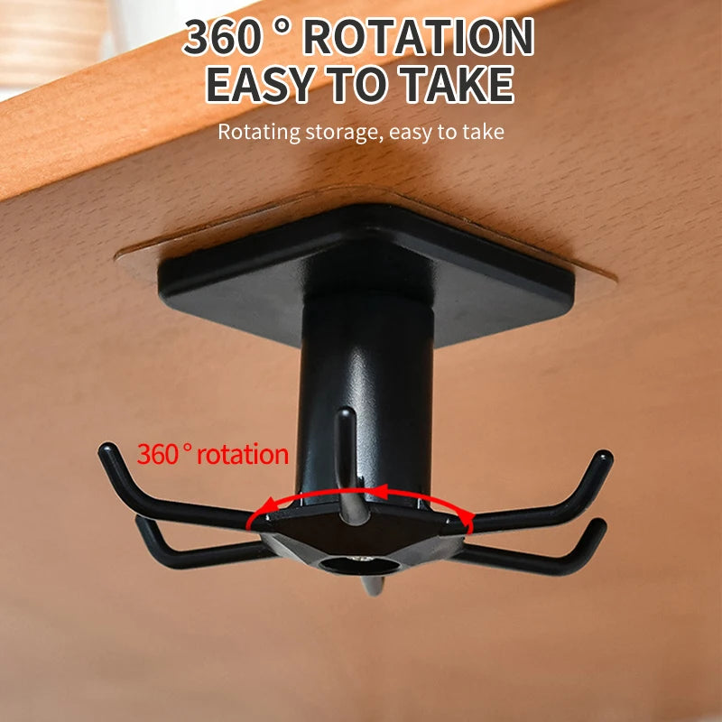 Kitchen Hooks Rotating Storage Rack without Punching Wall-Mounted Kitchenware Supplies Gods Multifunctional Shelves