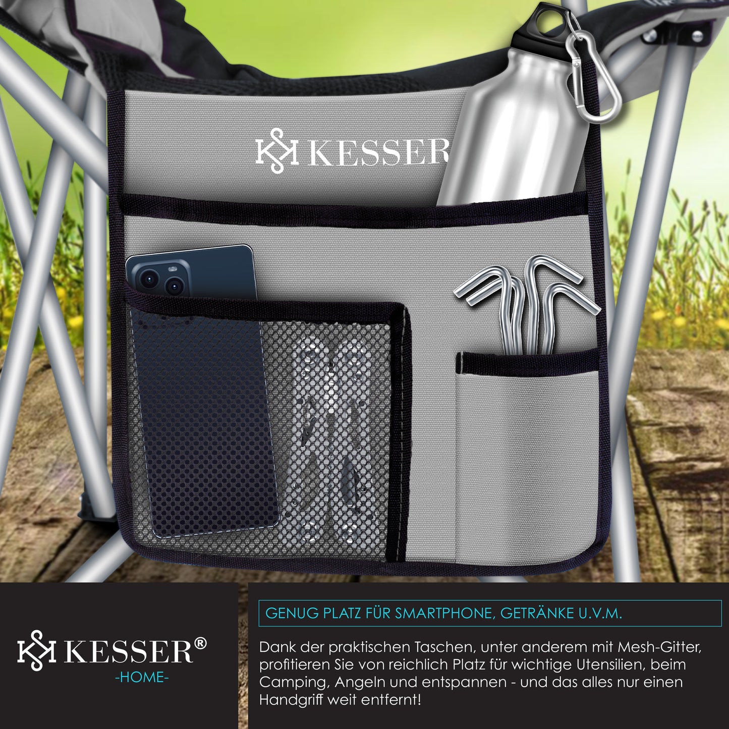 KESSER® Campingstuhl Angelstuhl Faltstuhl 150Kg Klappstuhl Angler Stuhl + Tasche