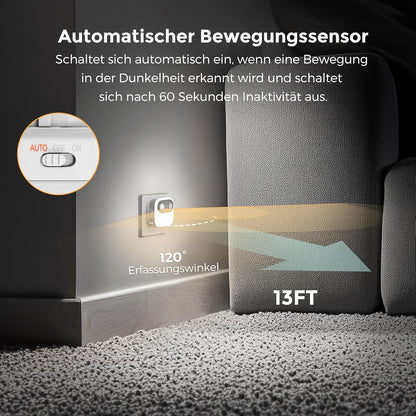 2Er-Pack LED Nachtlicht Mit Bewegungsmelder Und Dämmerungsschalter