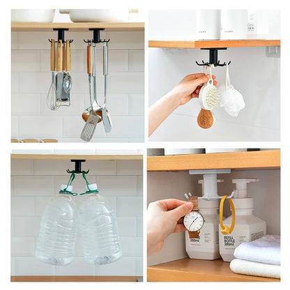 Kitchen Hooks Rotating Storage Rack without Punching Wall-Mounted Kitchenware Supplies Gods Multifunctional Shelves
