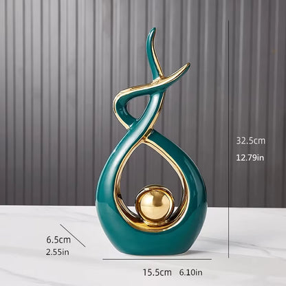 Abstract Ceramic Sculpture Golden Statue Modern Home Decoration Living Room Desktop Office Decoration Accessories Craftsgift2022