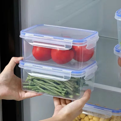 Kitchen Refrigerator Sealed Rectangular Refrigerator Storage Box with Lid Plastic Crisper Microwave-Heated Lunch Box Storage Box