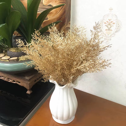 Artificial Gold and Silver Plants Leaf Christmas Decor Flower Arrangement Glitter Powder Fake Palm Branch Christmas Home Deco