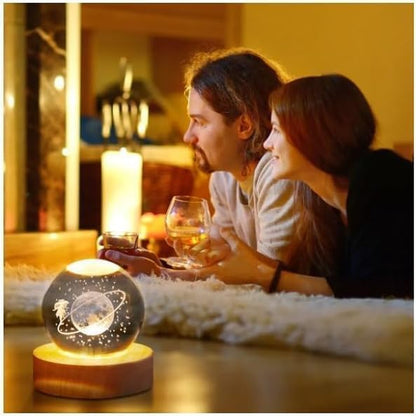 3D Kristallkugel Nachtlicht, Planetenmodell Mit Led-Beleuchtung, 3D Kristallkugel Mit Led Usb-Holzsockelfür Weihnachten Thanksgiving Geburtstag, Dekorative Tischlampe (Whale)