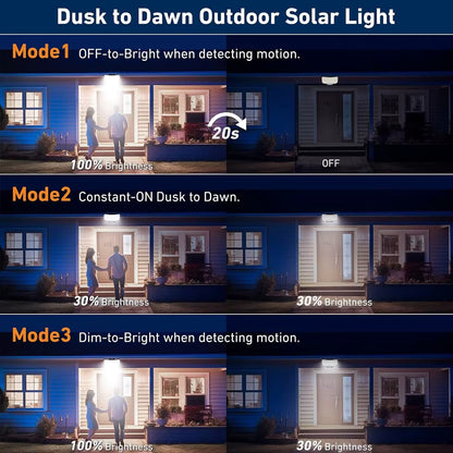 Solar Lights with 3 Modes Motion Sensor for Outdoor Use