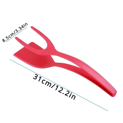 2-in-1 Flip Tongs with Nylon Handle Spatula and Turner