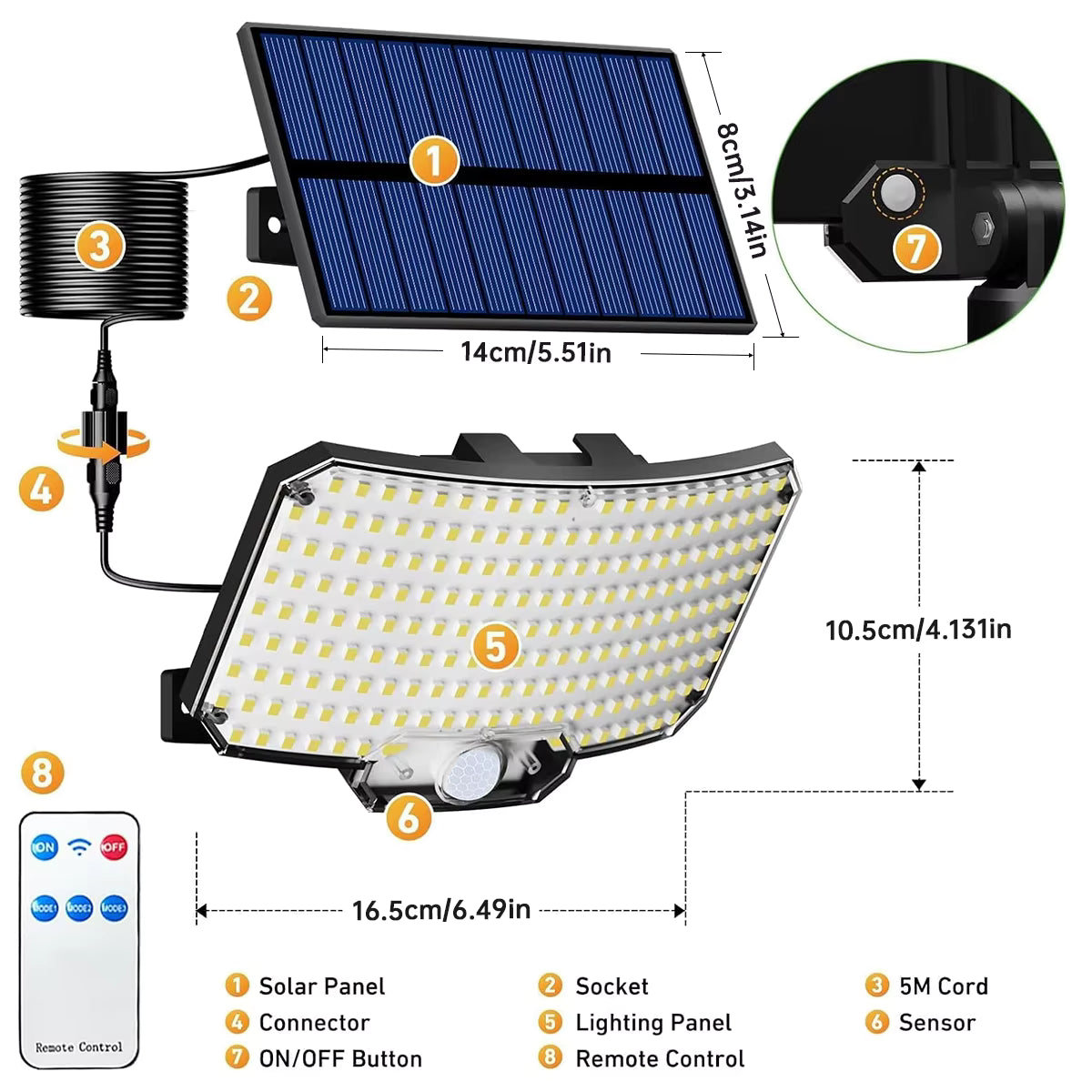 Solar Lights with 3 Modes Motion Sensor for Outdoor Use