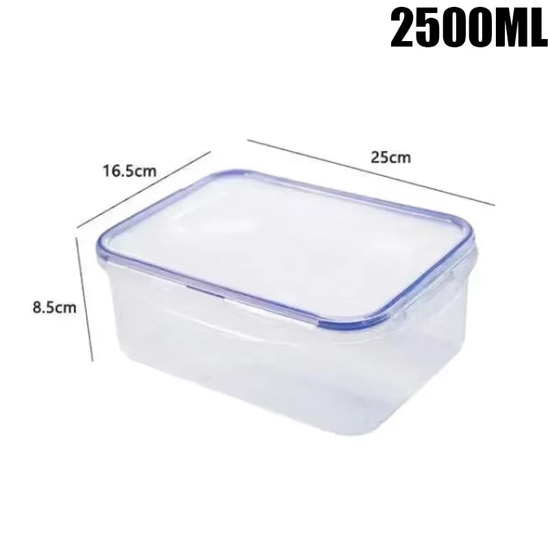 Kitchen Refrigerator Sealed Rectangular Refrigerator Storage Box with Lid Plastic Crisper Microwave-Heated Lunch Box Storage Box